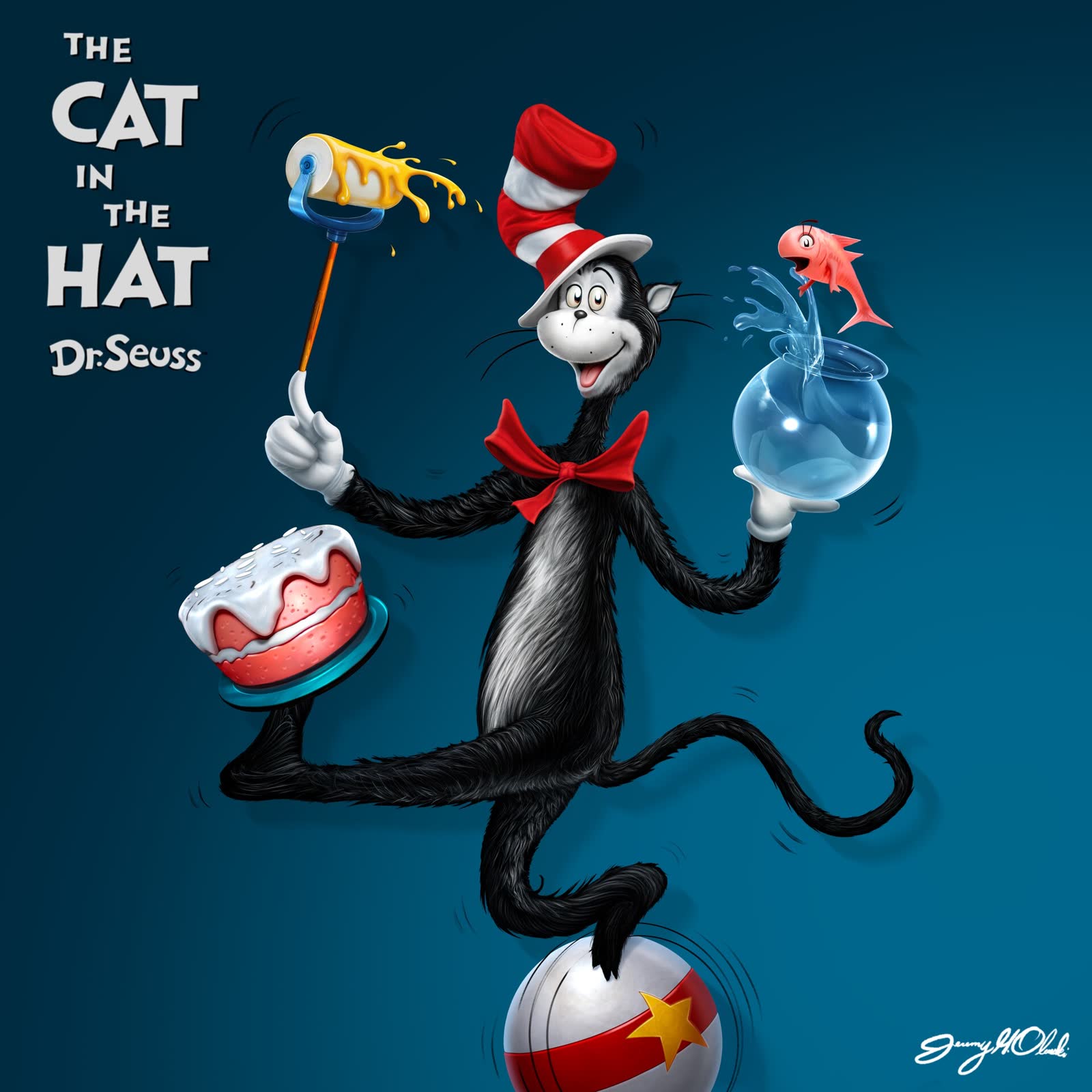 The Cat in the Hat 2D painting by Jeremy Olenski